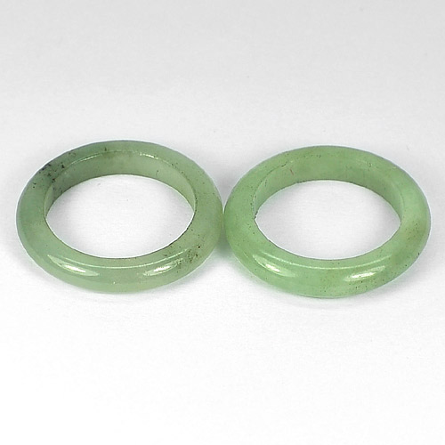 White Green Rings Jade Size 7 Round Shape 24.43 Ct. 2 Pcs. Natural Gemstones