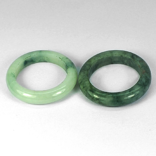 White Green Rings Jade Size 7 Unheated 25.51 Ct. 2 Pcs. Round Natural Gemstones