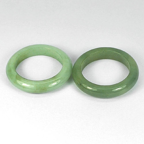 White Green Rings Jade Sz 7 Unheated 27.15 Ct. 2 Pcs. Natural Gemstones