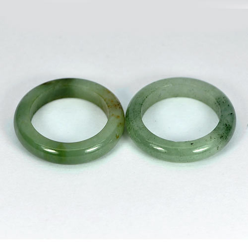 White Green Rings Jade Size 5 Unheated 23.62 Ct. 2 Pcs. Round Natural Gems
