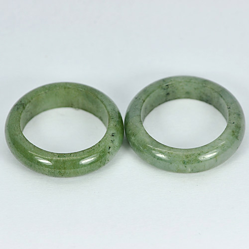 White Green Rings Jade Size 5 Unheated 25.23 Ct. 2 Pcs. Round Natural Gems
