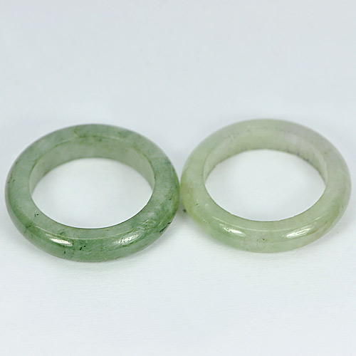 White Green Rings Jade Size 5 Round Shape 24.11 Ct. 2 Pcs. Natural Gems