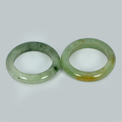 White Green Honey Rings Jade Size 5 Round Shape 21.86 Ct. 2 Pcs. Natural Gems