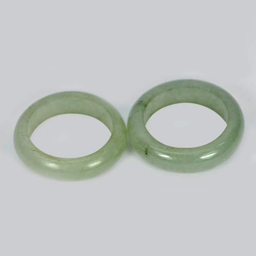 White Green Rings Jade Size 5 Unheated 24.98 Ct. 2 Pcs. Round Shape Natural Gems