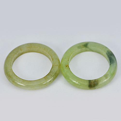 White Green Honey Rings Jade Size 5 Unheated 19.88 Ct. 2 Pcs. Natural Gems