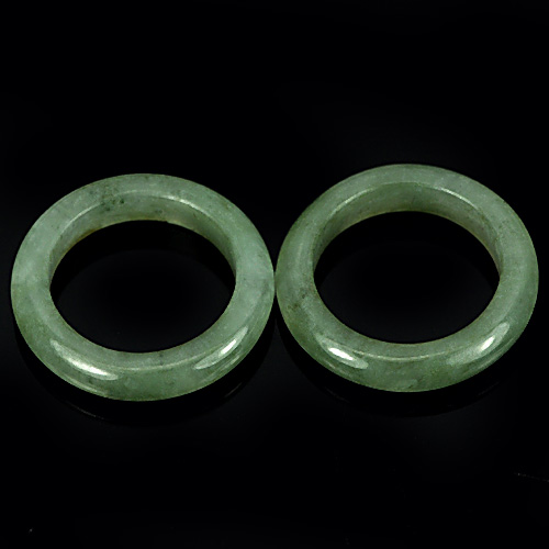 White Green Rings Jade Sz 5 Round Shape 22.73 Ct. 2 Pcs. Natural Gems