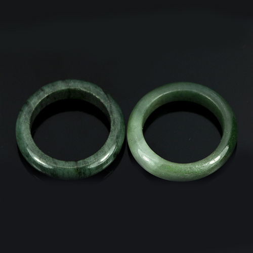 White Green Black Rings Jade Sz 5 Round Shape 20.02 Ct. 2 Pcs. Natural Gemstones