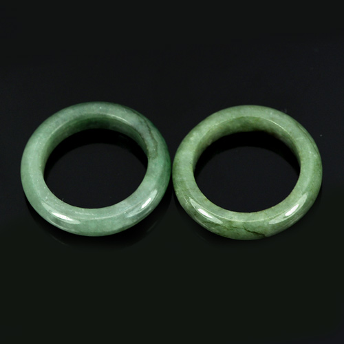 White Green Rings Jade Sz 5 Unheated 24.39 Ct. 2 Pcs. Round Natural Gemstones