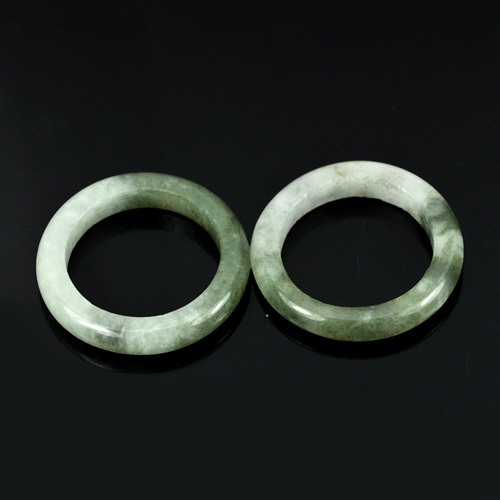 White Green Rings Jade Sz 5 Unheated 18.72 Ct. 2 Pcs. Round Natural Gemstones