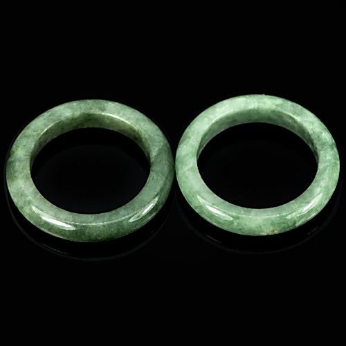 White Green Rings Jade Size 7 Round Shape 24.80 Ct. 2 Pcs. Natural Gemstones
