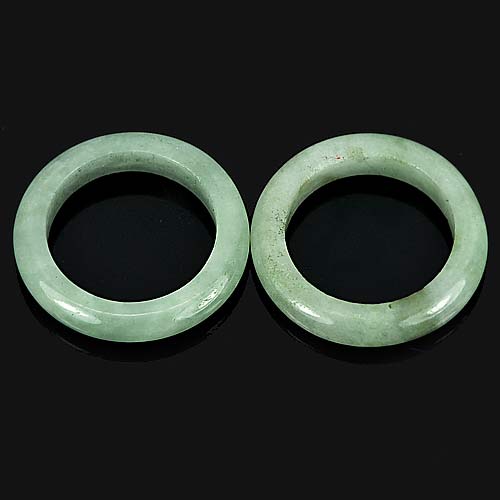 White Green Rings Jade Sz 5 Unheated 20.74 Ct. 2 Pcs. Round Shape Natural Gems