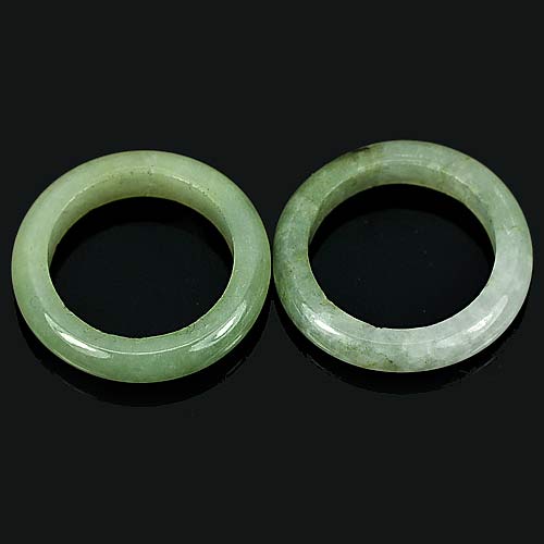 White Green Rings Jade Sz 5 Round Shape 22.13 Ct. 2 Pcs. Natural Gemstones