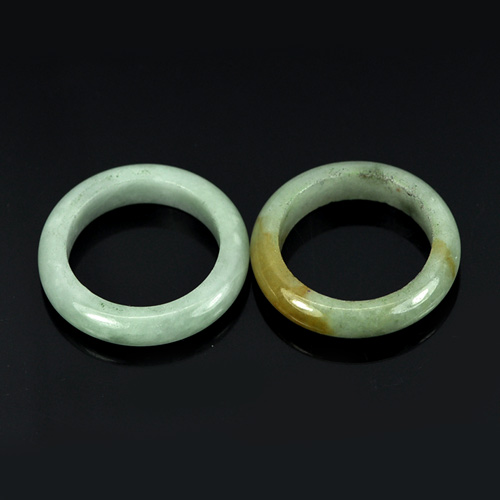 White Green Honey Rings Jade Sz 5 Natural Gemstones 21.64 Ct. 2 Pcs. Unheated