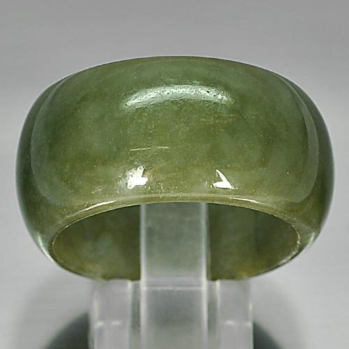 Unheated Gem 48.43 Ct. Good Natural Chinese Green Jadeite Jade Ring Size 12.5