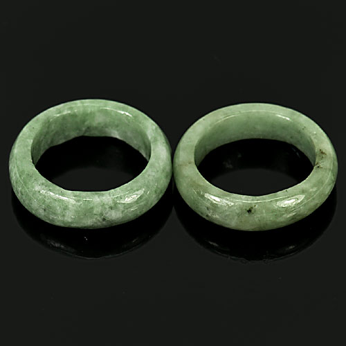 Unheated 46.06 Ct. 2 Pcs. Natural Chinese Green Jadeite Ring Size 9.5