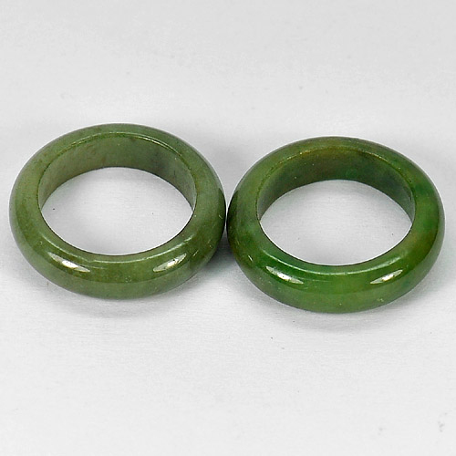 Green Honey Rings Jade Size 5.5 Unheated 27.73 Ct. 2 Pcs. Round Natural Gems