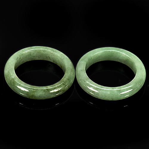 Green  White Rings Jade Size 5.5 Unheated 22.25 Ct. 2 Pcs. Natural Gems