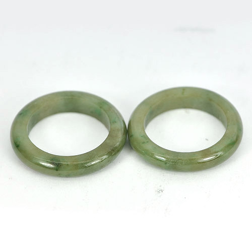 Green Honey Rings Jade Sz 5.5 Natural Gemstones 22.32 Ct. 2 Pcs. Round Shape