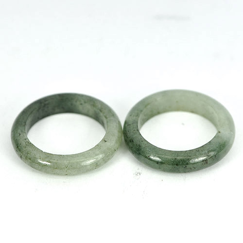 White Green Rings Jade Sz 5.5 Unheated 22.38 Ct. 2 Pcs. Natural Gems