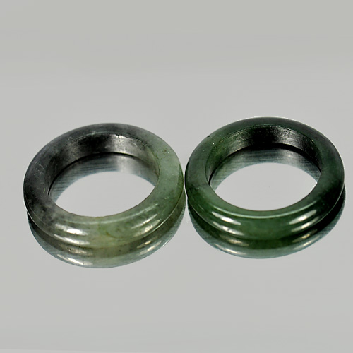 Green Black Rings Jade Size 5.5 Round Shape 21.14 Ct. 2 Pcs. Natural Gems