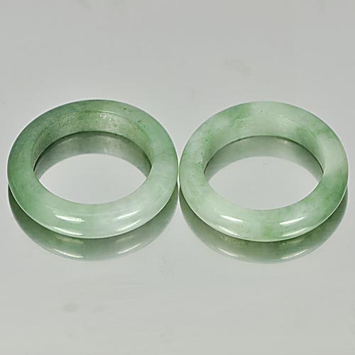 White Green Rings Jade Size 5.5 Round Shape 23.72 Ct. 2 Pcs. Natural Gems