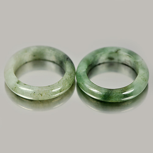 White Green Rings Jade Sz 5.5 Round Shape 23.15 Ct. 2 Pcs. Natural Gems