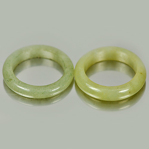 White Green Honey Rings Jade Size 5.5 Round Shape 21.30 Ct. 2 Pcs. Natural Gems