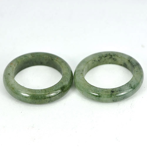 White Green Rings Jade Sz 5.5 Round Shape 24.19 Ct. 2 Pcs. Natural Gems