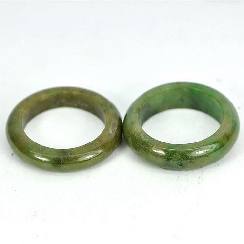 Green Honey Rings Jade Sz 5.5 Round Shape 25.44 Ct. 2 Pcs. Natural Gems