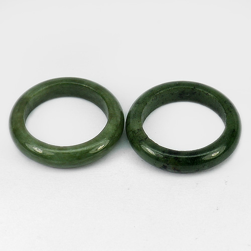 Size 7.5 Rings Jadeite Jade  28.34 Ct. 2 Pcs. Natural Chinese Green