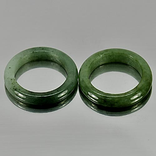 Size 7.5 Green Rings Jadeite Jade 27.71 Ct. 2 Pcs. Natural Gems Chinese