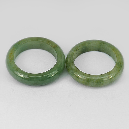 Green Honey Rings Jadeite Jade Sz 7.5 Natural Gemstones 32.23 Ct. 2 Pcs.