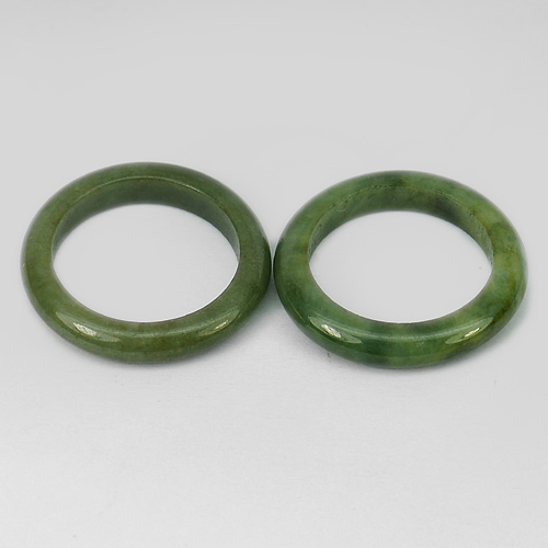 Size 7.5 Green Rings Jadeite Jade 22.49 Ct. 2 Pcs. Round Natural Gemstones