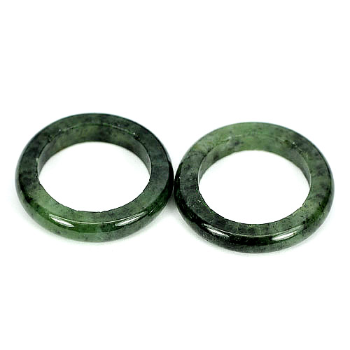 Green Black Jade Ring Size 7 Unheated Natural Gemstone 31.77 Ct. 2 Pcs.