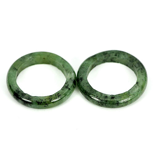 Unheated 29.03 Ct. 2 Pcs. Natural Chinese Green Black Rings Jadeite Jade Size 7