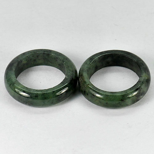 Unheated 19.53 Ct. Natural Gemstone Green Black Jade Ring Size 7