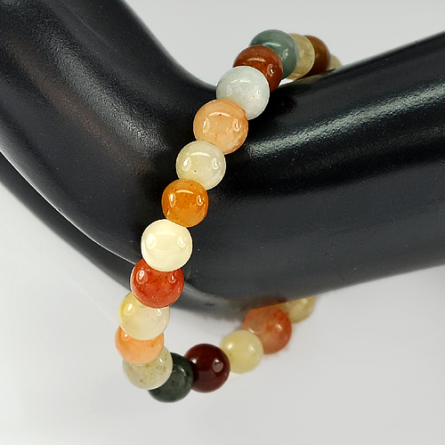75.05 Ct. Natural Gem Multi-Color Jade Beads Flexibility Bracelet Length 7 Inch.