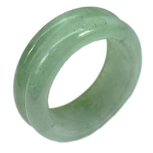 Charming 24.44 Ct. Unheated White Green Natural Jade Ring Jewelry Size 7.5