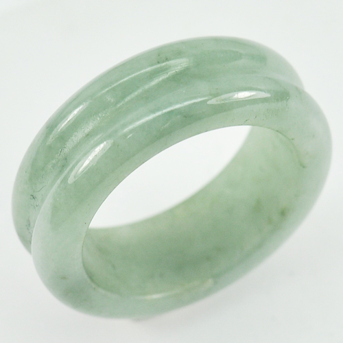Unheated  25.43 Ct. Round Cabochon Green Natural Jade Ring Jewelry Size 7.5