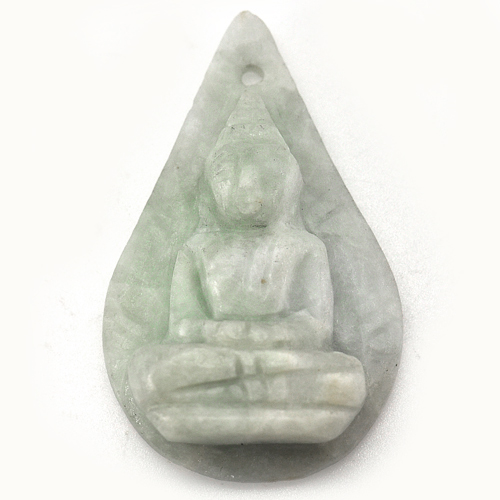 40.90 Ct. Beautiful Natural White Green Jade Buddha Carving Unheated