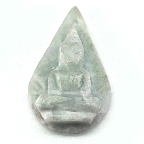 41.25 Ct. Natural Gemstone White Green Jade Buddha Carving Pendant Unheated