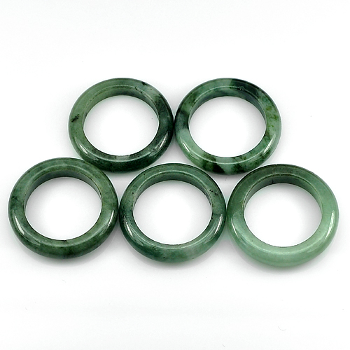 Unheated 70.11 Ct. 5 Pcs. Gemstones Natural Green Color Jadeite Ring Size 7.5