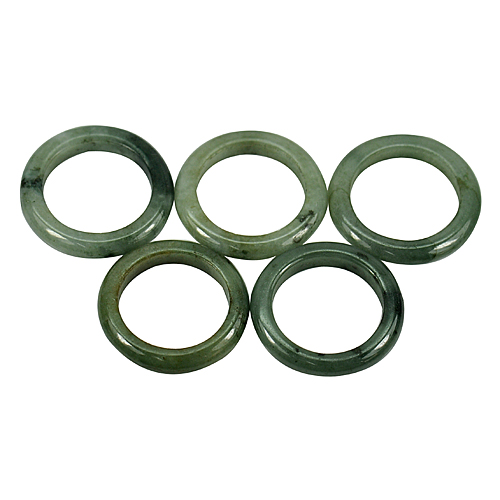 Unheated 61.45 Ct. 5 Pcs. Good Natural Green Jadeite Ring Size 7