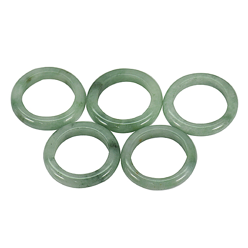 Unheated 67.78 Ct. 5 Pcs. Natural Green Jade Rings Size 7 From Thailand