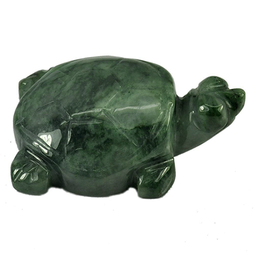 Green Jade 179.87 Ct. Turtle Carving Size 48 x 31 Mm. Natural Gemstone Unheated