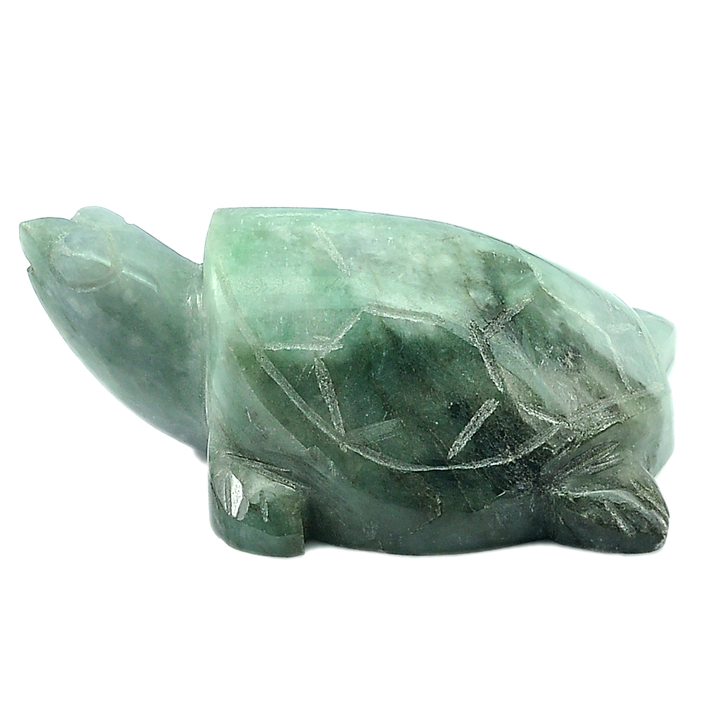 Green White Jade Turtle Carving 80 x 54 Mm.1150 Ct. Unheated Natural Gemstone