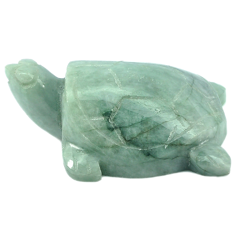 Green Jade Turtle Carving 74 x 55 Mm. 900 Ct. Unheated Natural Gemstone