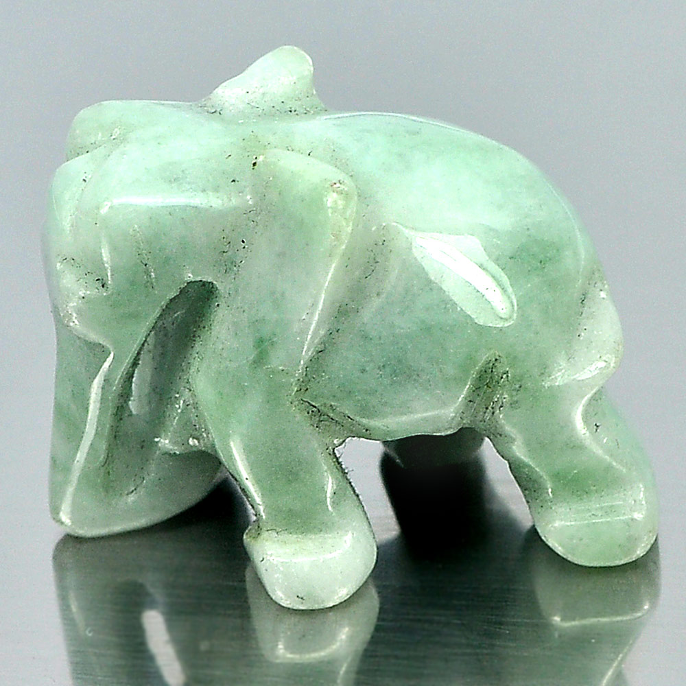 Green White Jade Elephant Carving 50.31 Ct. Natural Gemstone Unheated