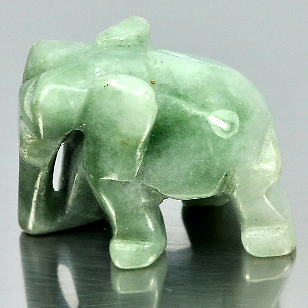 Green White Jade Elephant Carving 50.18 Ct. Natural Gemstone Unheated