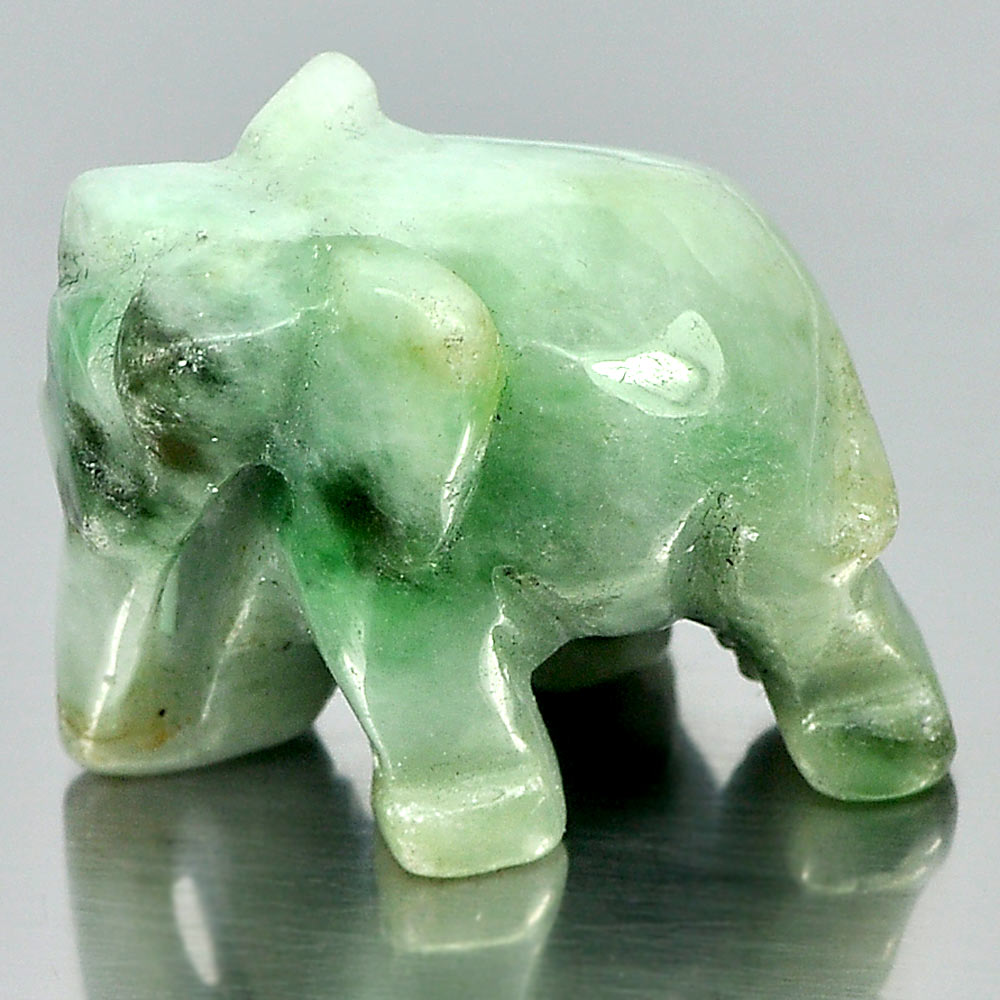 Green Jade Elephant Carving 58.30 Ct. Natural Unheated 25 x 19 Mm.
